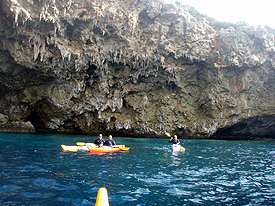paddling in sea caves, Assos