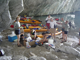 lunch in Papanicolis cave, Meganisi